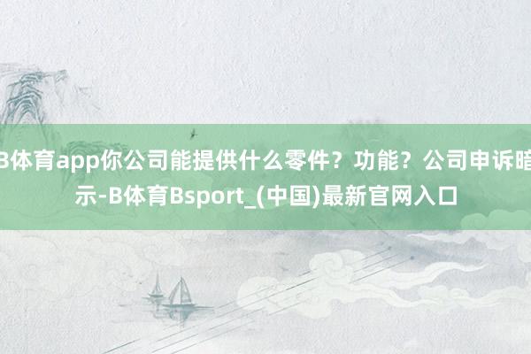 B体育app你公司能提供什么零件？功能？公司申诉暗示-B体育Bsport_(中国)最新官网入口
