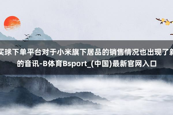 买球下单平台对于小米旗下居品的销售情况也出现了新的音讯-B体育Bsport_(中国)最新官网入口