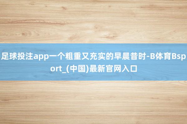 足球投注app一个粗重又充实的早晨昔时-B体育Bsport_(中国)最新官网入口